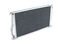 This is a 100% aluminum dual core lightweight radiator with aluminum end tanks.  It can accept OEM or aftermarket fans. It is designed to replace the OEM radiator for the BMW E90 335i, 135i, and various other vehicles.