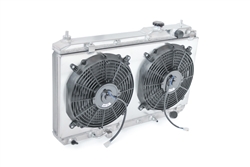 This is a 100% aluminum dual core lightweight radiator with aluminum end tanks and fans/shroud kit. It can also accept aftermarket fans. It is designed to replace the OEM radiator for the 1997-2001 Honda CR-V . A drain plug is included.